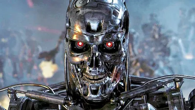 A futuristic cityscape with robots and humans coexisting, symbolizing the integration of AI in the workplace.