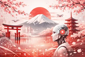 Japan travel scene with temples and cherry blossoms from an AI-planned trip