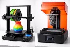 Side-by-side comparison of FDM and resin 3D printed objects