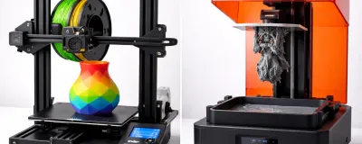 Side-by-side comparison of FDM and resin 3D printed objects