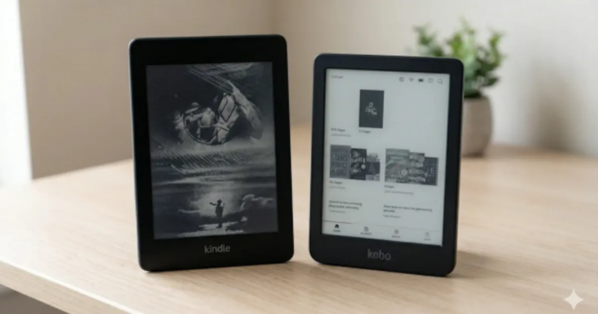 Side-by-side comparison of Kindle Paperwhite and Kobo Clara BW