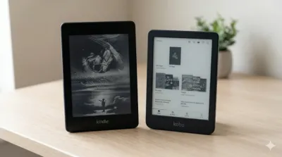Side-by-side comparison of Kindle Paperwhite and Kobo Clara BW
