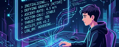 A programmer using the Antigravity CLI in a futuristic terminal interface.