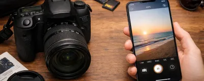 Side-by-side comparison of a dedicated camera and smartphone camera