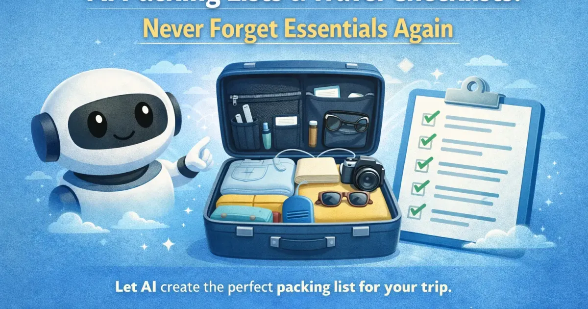AI-generated packing list with travel checklist items on a screen