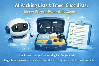 AI-generated packing list with travel checklist items on a screen
