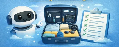 AI-generated packing list with travel checklist items on a screen