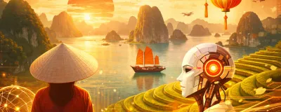 Vietnam travel scene with lanterns and landscapes from an AI-planned trip