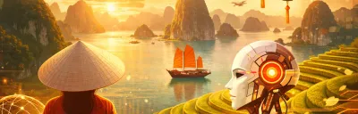 Vietnam travel scene with lanterns and landscapes from an AI-planned trip