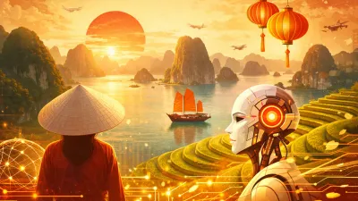 Vietnam travel scene with lanterns and landscapes from an AI-planned trip