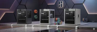 A lineup of Bambu Lab H2 Series 3D printers.