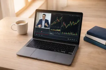 Collection of free investing course platforms on a laptop screen
