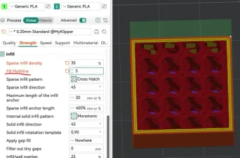 OrcaSlicer interface showing 3D print settings and model preview