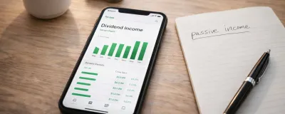 Collection of dividend tracker app interfaces showing income dashboards