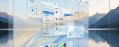 macOS Tahoe desktop showing Liquid Glass interface and hidden features