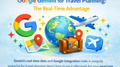 Google Gemini travel planning interface with real-time search results
