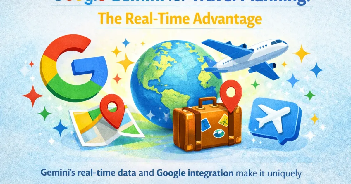 Google Gemini travel planning interface with real-time search results