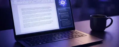 Microsoft Copilot interface in a Word document on a laptop screen