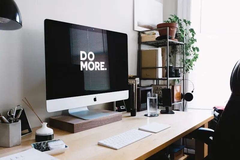 Illustration showing productive activities at an office desk