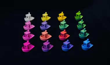 A 3D printed object showing smooth color gradients created using Bambu Studio's mixing feature.