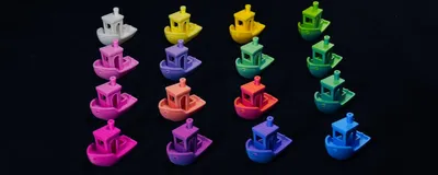 A 3D printed object showing smooth color gradients created using Bambu Studio's mixing feature.