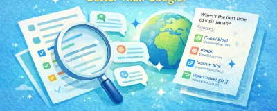 Perplexity AI travel research interface with sourced recommendations