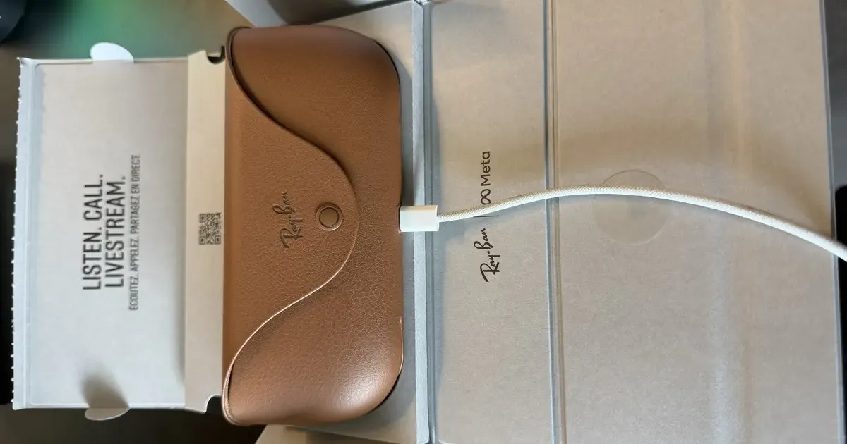 Ray-Ban Meta smart glasses on a desk in a modern setting