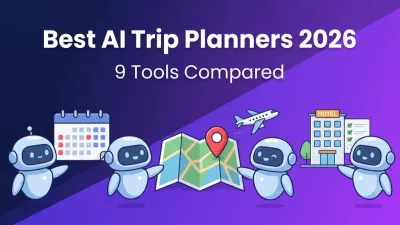 Collection of AI trip planner app interfaces on a laptop screen