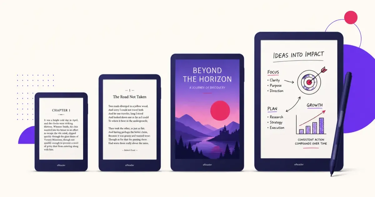 The current Kindle lineup compared: base Kindle, Paperwhite, Colorsoft, and Scribe side by side