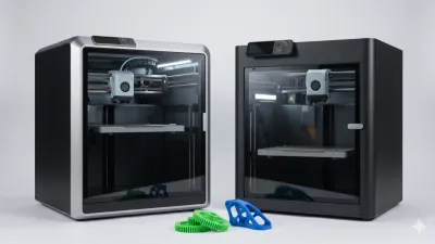Bambu Lab X2D and P1S 3D printers side by side for comparison