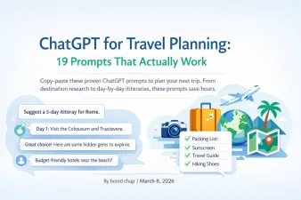 ChatGPT travel planning prompts displayed on a laptop screen