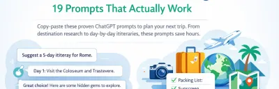 ChatGPT travel planning prompts displayed on a laptop screen