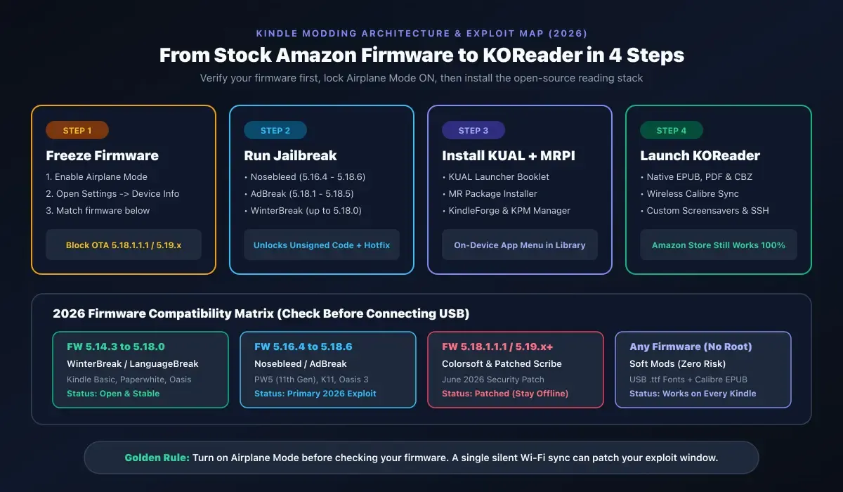 Kindle modding workflow and firmware compatibility matrix