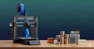Illustration showing 3D printing cost breakdown with printer and filament