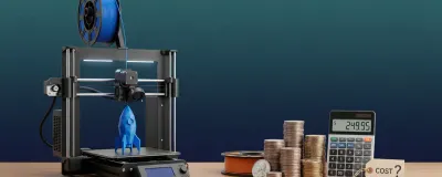 Illustration showing 3D printing cost breakdown with printer and filament