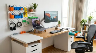 Custom 3D printed organizers and accessories mounted on IKEA furniture