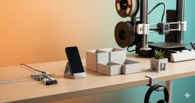 Collection of functional 3D printed objects for desk and home use