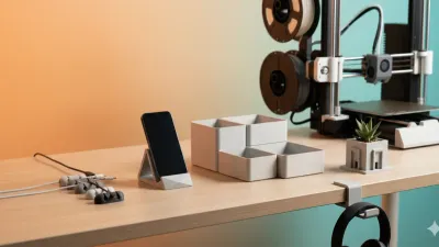Collection of functional 3D printed objects for desk and home use