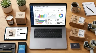 Comparison dashboard of modern e-commerce platforms like Shopify and WooCommerce