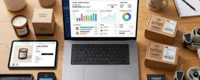 Comparison dashboard of modern e-commerce platforms like Shopify and WooCommerce