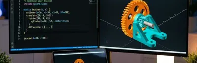 OpenSCAD code editor with a 3D model preview for beginners