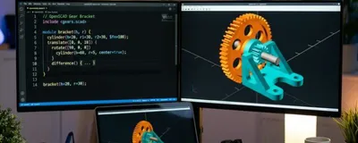 OpenSCAD code editor with a 3D model preview for beginners