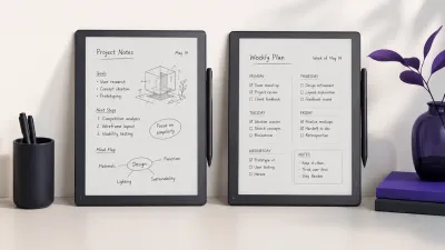 A Kindle Scribe and a reMarkable tablet side by side, each with a stylus