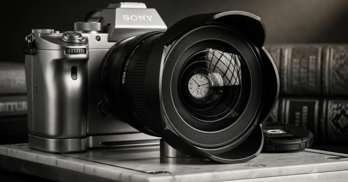 A side-by-side comparison of a small entry-level camera with a large high-quality lens vs. a professional camera with a cheap kit lens