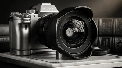 A side-by-side comparison of a small entry-level camera with a large high-quality lens vs. a professional camera with a cheap kit lens