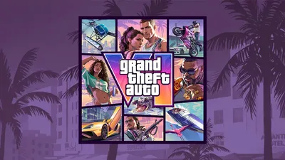 A vibrant, neon-drenched view of Vice City at sunset