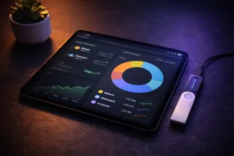 Collection of crypto portfolio tracker apps showing holdings dashboards