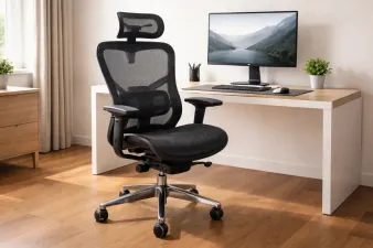 Collection of ergonomic office chairs in a modern home office