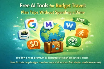Collection of free AI travel planning tools on a laptop screen