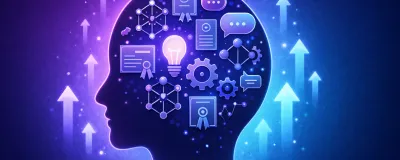 Illustration showing AI learning paths and skill development tools